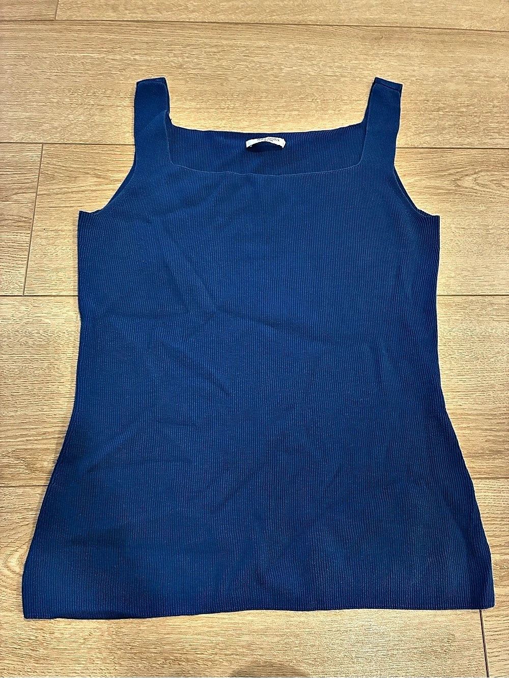 M.M. Lafleur Women’s Square Neck Knit Ribbed Cotton Tank Top Size L